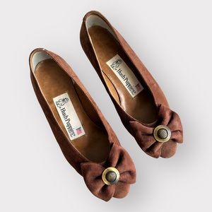 Vintage Hush Puppies Bow Pointed Suede Heels